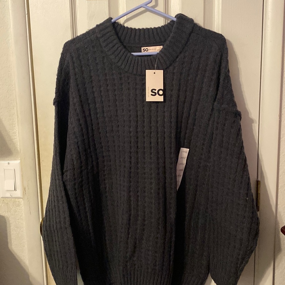 Dark gray cable knit sweater